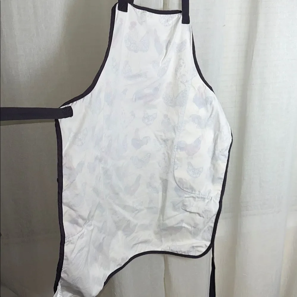 ULSTER WEAVERS Cream Navy Red Country Roosters Hens Cotton Apron with Pockets